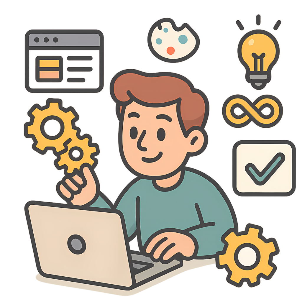 Developer using pre-built tools and components
